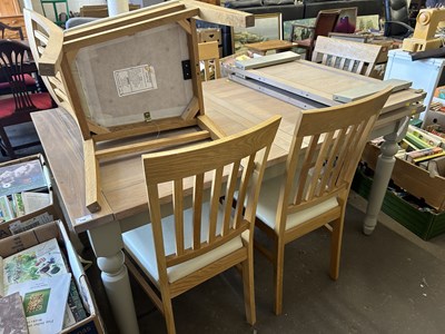 Lot 746 - Modern painted effect dining table together...