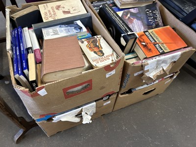 Lot 786 - Four boxes of various books including novels,...