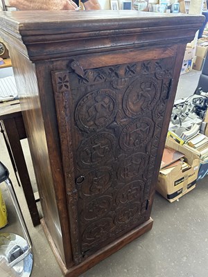 Lot 825 - Continental style oak side cupboard with...