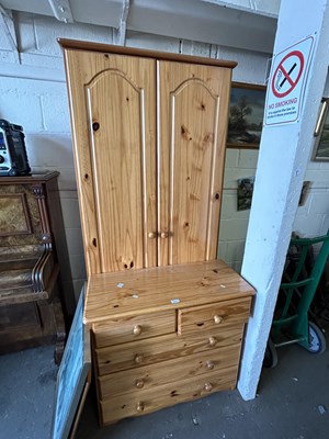 Lot 838 - Modern pine wardrobe together with a small...