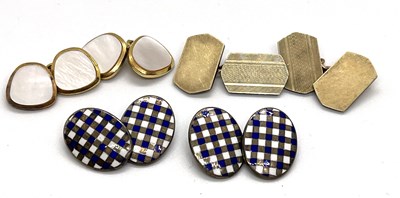 Lot 192 - Three pairs of cufflinks: to include a pair of...