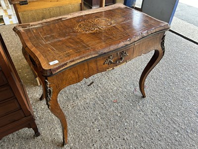 Lot 359 - Continental walnut and inlaid card table with...