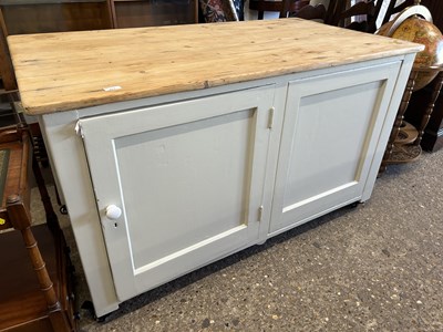 Lot 373 - Modern pine topped kitchen island cabinet