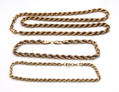 Lot 166 - A 9ct rope twist necklace and two 9ct rope...