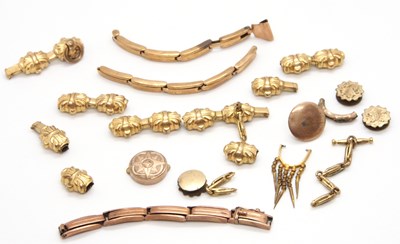 Lot 170 - A quantity of yellow jewellery and watch parts,...