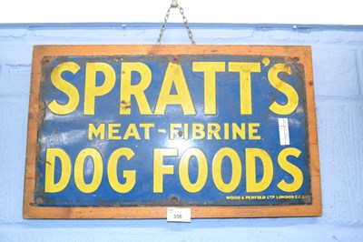 Lot 356 - A vintage enamel Spratts Dog Food sign, 45 x...