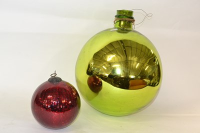 Lot 359 - A large green lustre glass witches ball, 35cm...