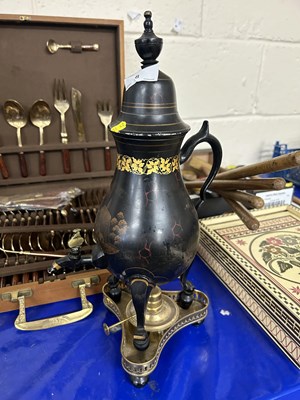 Lot 8 - A small painted metal tea urn with...