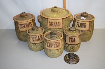 Lot 22 - Quantity of pottery kitchen storage jars