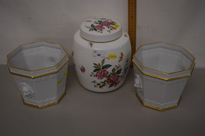 Lot 49 - A Crown Derby covered jar together with two...