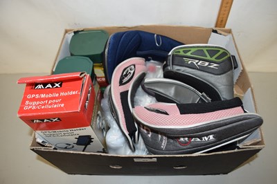 Lot 52 - Box of golf balls, golf tees, club covers etc