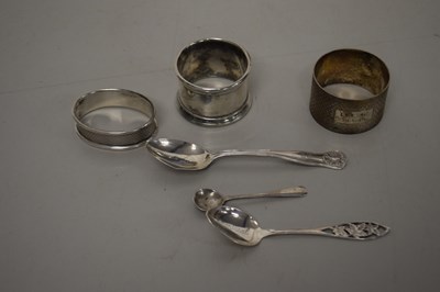 Lot 84 - Mixed Lot: Silver napkin rings and other items