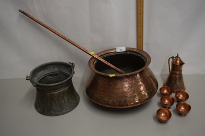 Lot 96 - Group lot of copper wares comprising long...