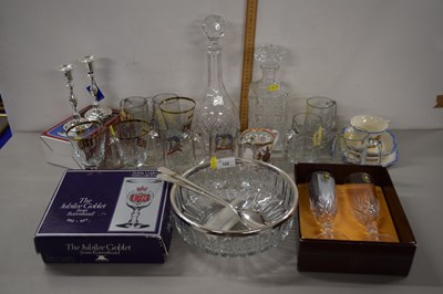 Lot 122 - Mixed Lot: Various decanters, glass salad bowl,...