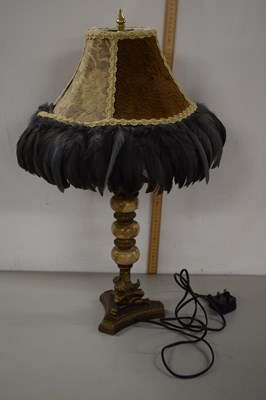 Lot 123 - Modern table lamp with feather rim shade