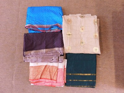 Lot 210 - Five assorted silk sari's, (5)