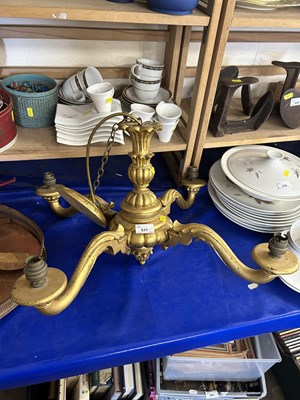 Lot 517 - Gilt wood effect four branch ceiling light...