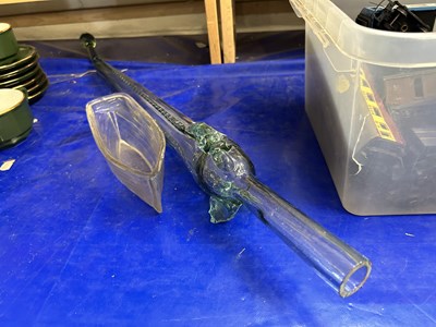 Lot 529 - A large glass fish shaped bottle and a further...