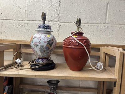 Lot 542 - Two pottery table lamps