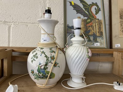 Lot 562 - Two porcelain based table lamps