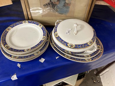 Lot 573 - Quantity of blue rimmed dinner wares