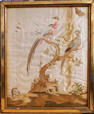 Lot 191 - A 19th century silkwork picture, with two...