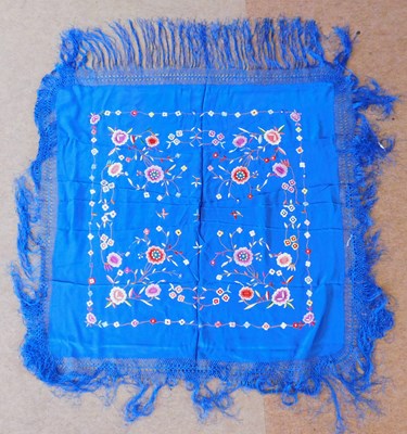 Lot 7 - A late 19th/early 20th century blue silk...