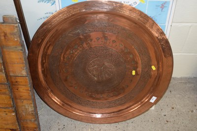 Lot 183 - Large Middle Eastern copper serving tray with...