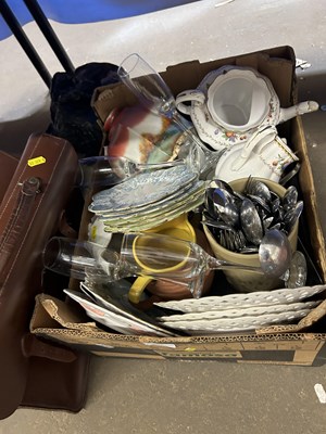 Lot 608 - One box of various assorted ceramics, kitchen...