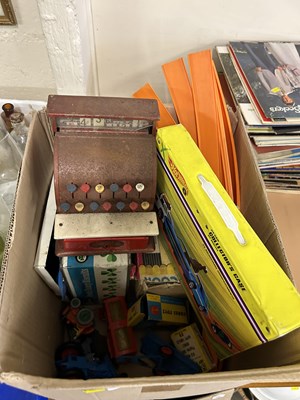 Lot 656 - Box of various assorted toy vehicles, child's...