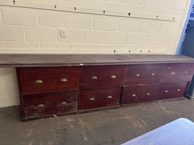 Lot 680 - A very large stained pine Victorian shop...