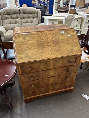 Lot 690 - An Art Deco style walnut veneered bureau