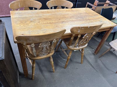 Lot 710 - Pine kitchen table and four chairs