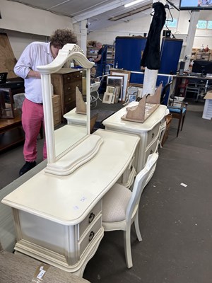 Lot 713 - Suite of modern cream bedroom furniture...