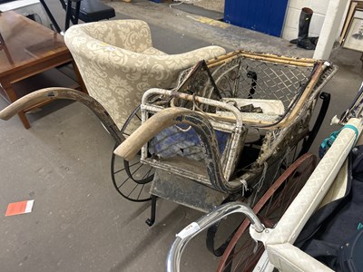 Lot 737 - Vintage iron framed and bamboo pram