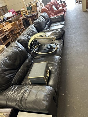 Lot 743 - Three seater leather sofa and matching two...