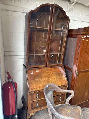 Lot 749 - Early 20th Century walnut veneered bureau book...