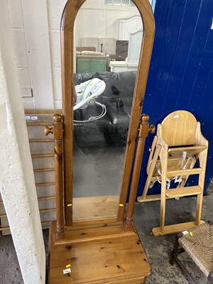 Lot 764 - Pine framed cheval mirror