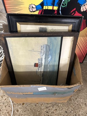 Lot 309a - Box of 7 maritime prints and 2 water colours