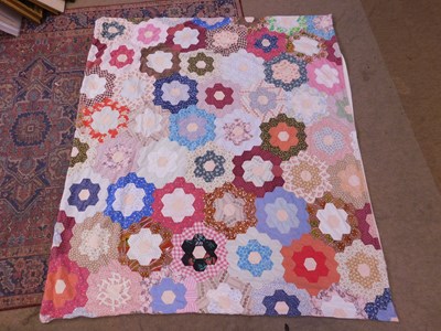 Lot 202 - A mid 20th century patchwork quilt cover, with...