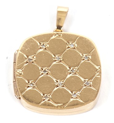 Lot 119 - A 9ct diamond locket, the square locket with...