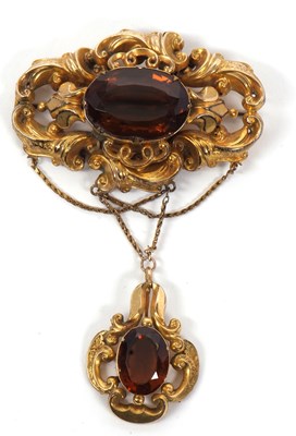 Lot 240 - A late Victorian citrine brooch, the large...