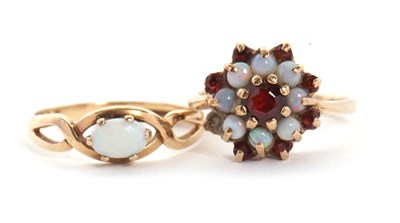 Lot 86 - Two 9ct opal rings: to include a 9ct opal and...