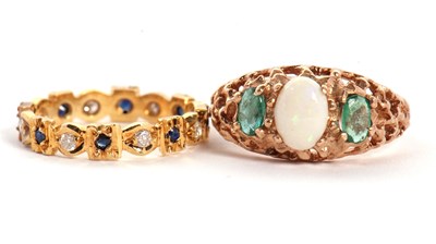 Lot 62 - Two gemset rings: to include a 9ct opal and...