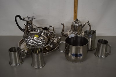 Lot 1 - Mixed Lot: Silver plated tea wares, pewter...