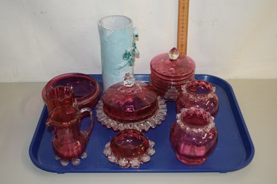 Lot 14 - A tray of various cranberry glass wares to...