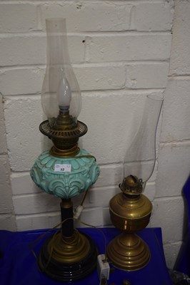 Lot 32 - Late Victorian oil lamp converted to...