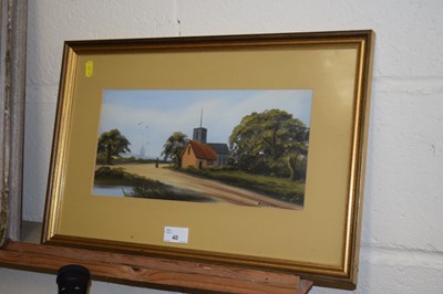 Lot 40 - W Plumstead, study of a rural Church, oil on...