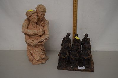 Lot 53 - M D Conway, terracotta model of an embracing...