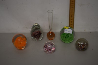 Lot 59 - Group of various paperweights and glass vase